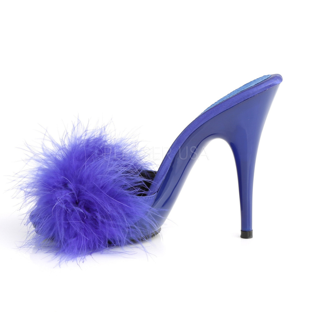 Platform Marabou Slip On Mules High Heel Shoes